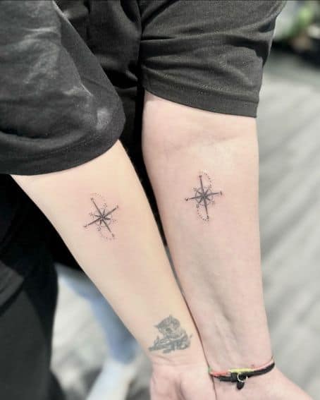 Matching Mini Compass Tattoo