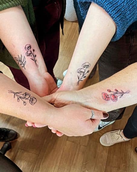 Matching Poppy Flower Tattoo Designs