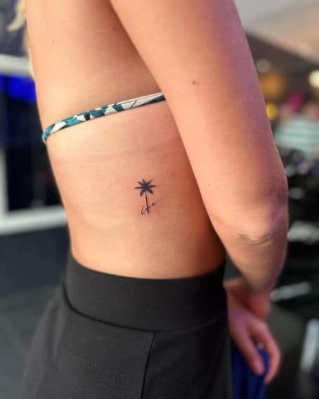 Mini Palm Tree Tattoo on Ribs