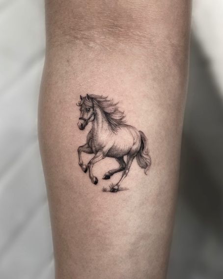 Minimal Running Horse Tattoo Design