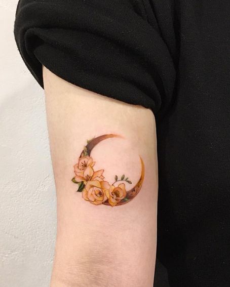 Moon+Freesia Tattoo Design