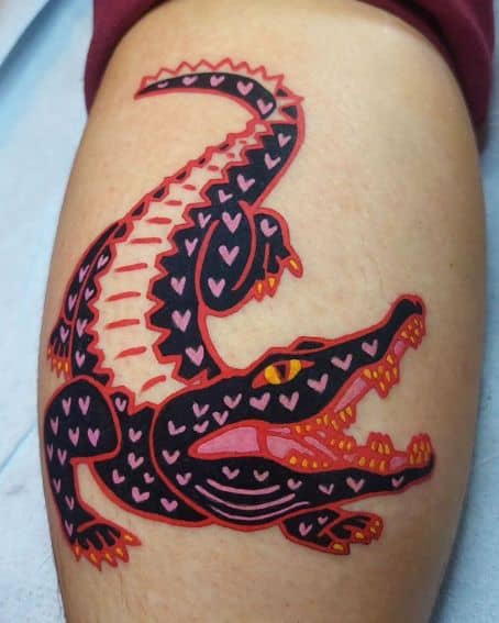 Multi-Colour Alligator Tattoo