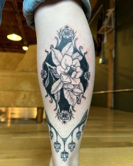 Nigella and Magnolia Tattoo Design