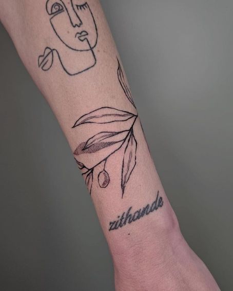 Olive Branch Tattoo Around the Wrist