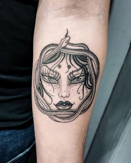 Ouroboros Tattoo Design with Medusa Vibes