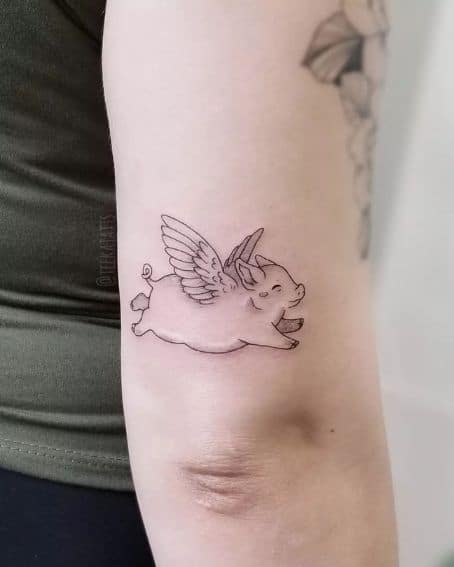 Pig Flying Tattoo Design
