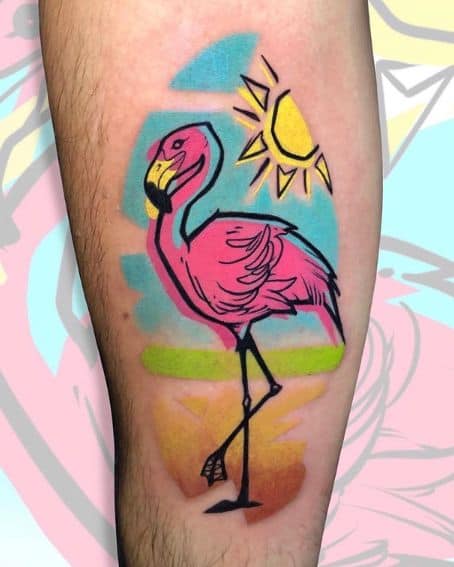 Pink Flamingo Tattoo Design on Arm