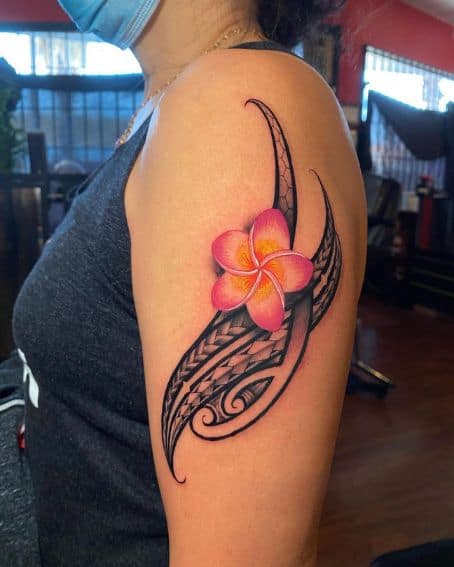Pink Plumeria Tattoo Design
