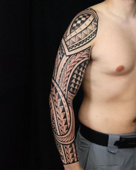 Polynesian Freehand Full Sleeve Tattoo
