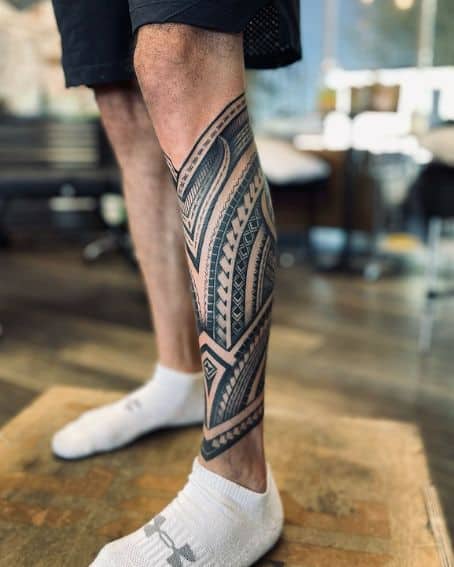 Polynesian Leg Tattoo Design