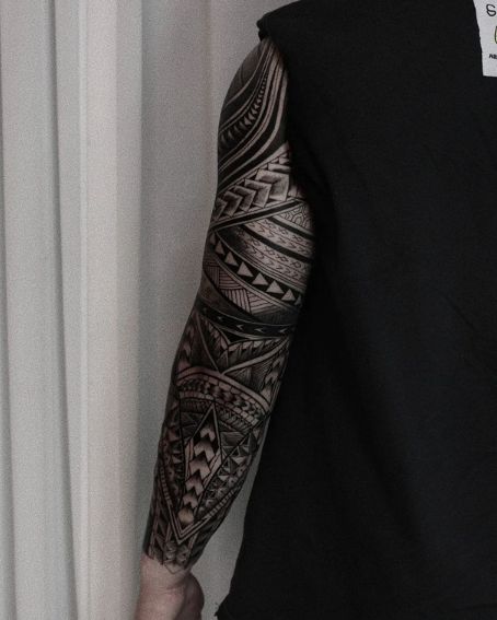 Polynesian Long Sleeve Tattoo Design