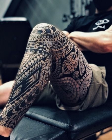 Polynesian Tattoo on Leg