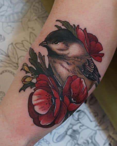 Poppy & Chickadee Birdy Tattoo