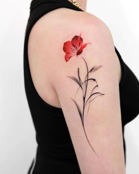Poppy Flower Tattoo on Upper Arm