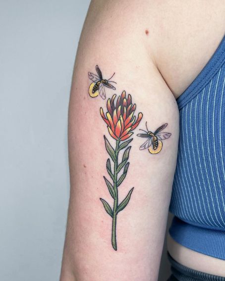 Prairie-Fire and Fireflies Tattoo Design