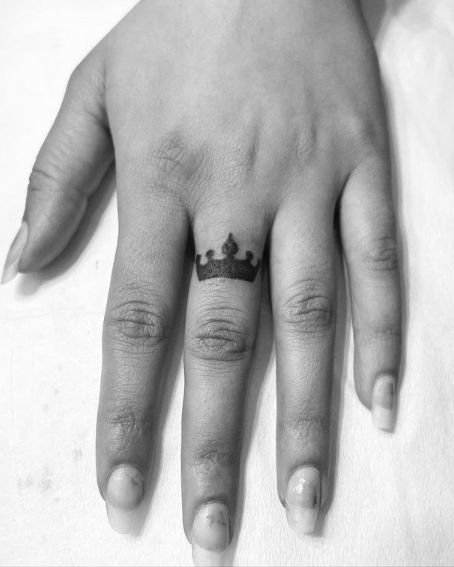 Queen Crown Tattoo on Finger