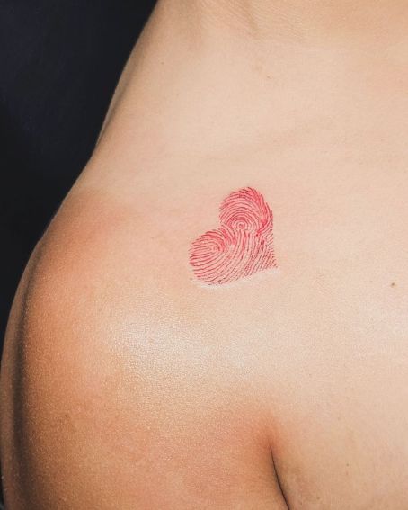 Red Heart Fingerprint Tattoo