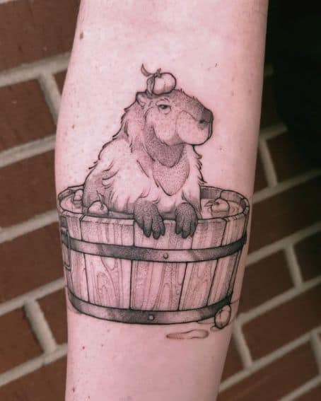 Relaxing Capybara Tattoo