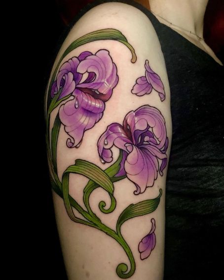 Romantic Irises Tattoo on Upper Arm