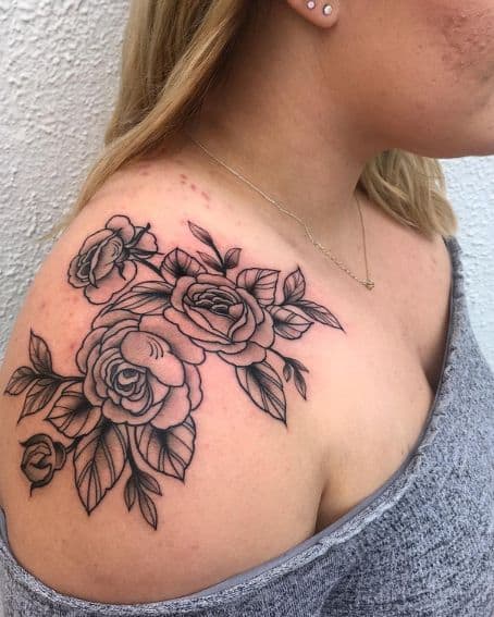 Rose Flowers Shoulder Tattoo Design