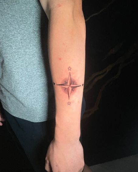Scar Cover up Compass Tattoo