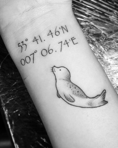 Seal and Coordinates Tattoo