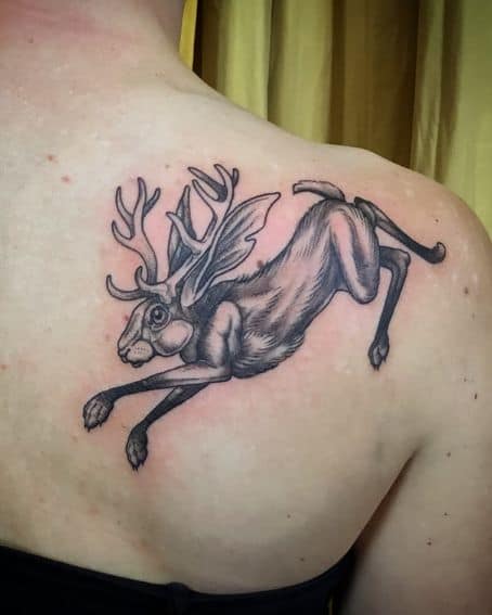 Semi Spooky Jackalope Tattoo