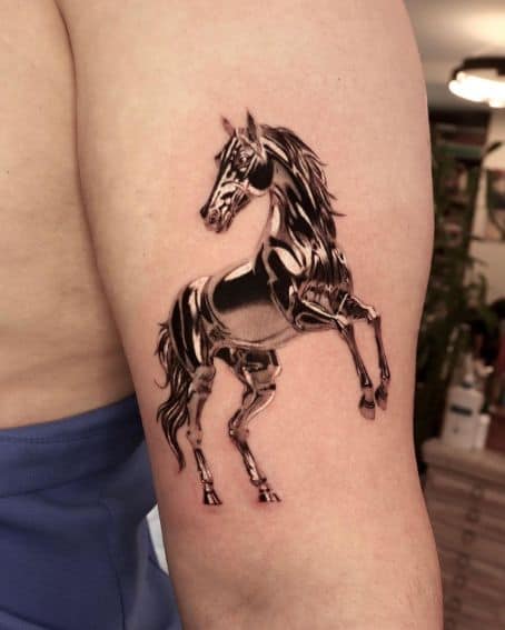 Shaded Horse Tattoo Design on Arm