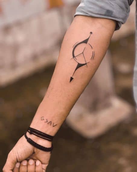 Single Line Compass Tattoo
