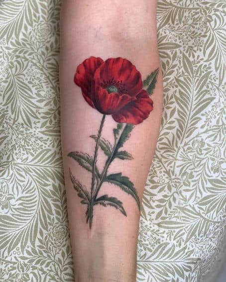 Single Poppy Flower Tattoo