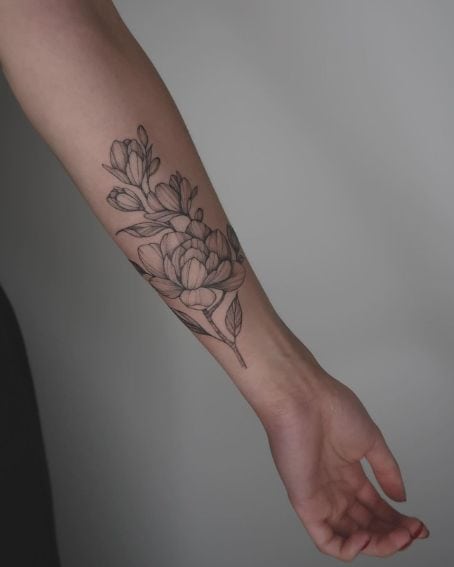 Singleneedle Magnolia Tattoo Design