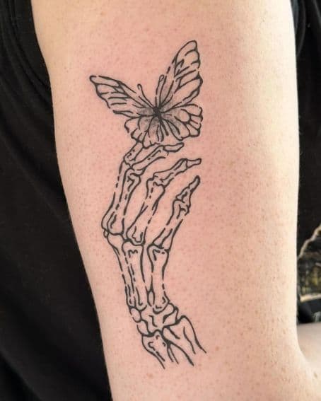 Skeleton and Butterfly Tattoo