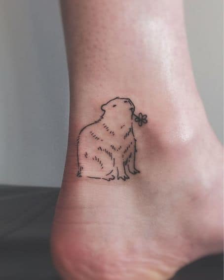 Small Capybara Tattoo on Ankle