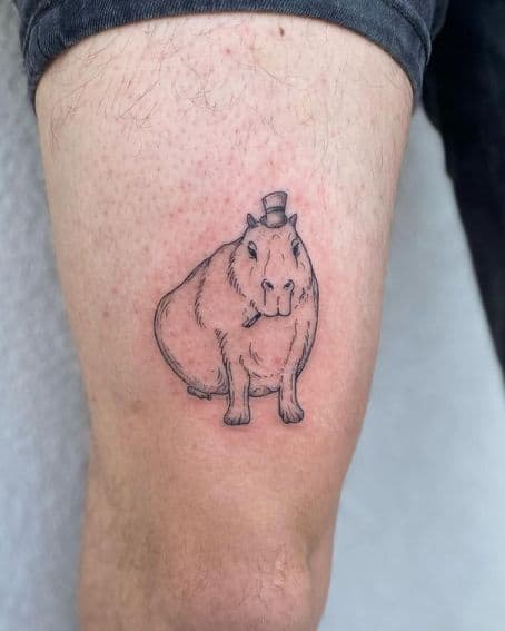 Small Capybara Thigh Tattoo