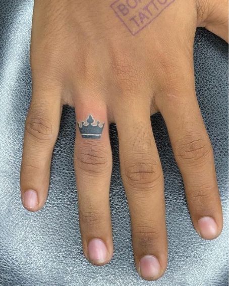 Small Crown Tattoo on Finger