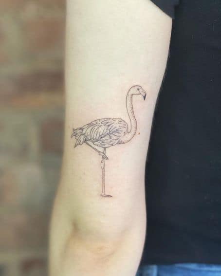 Small Flamingo Tattoo on Back Arm