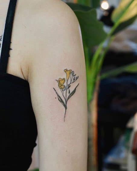 Small Freesia Flower Tattoo on Arm