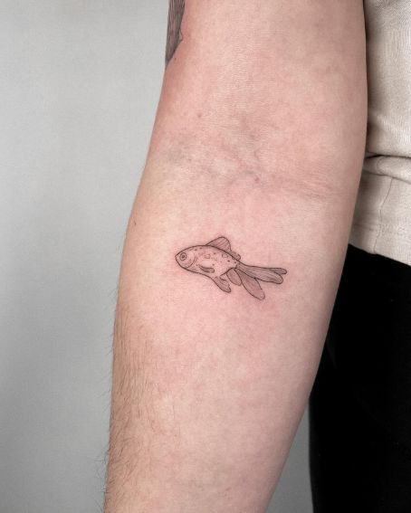 Small Goldfish Tattoo on Inside Arm
