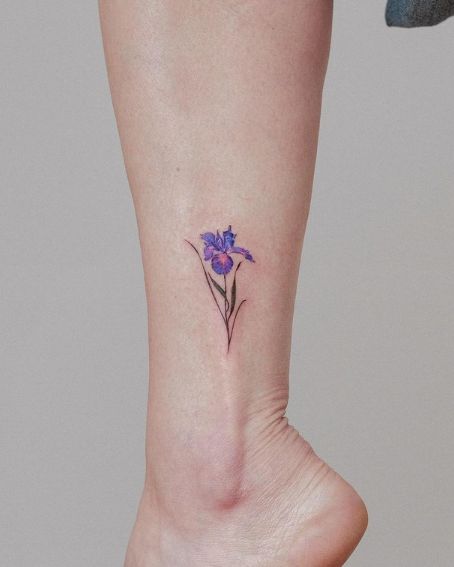 Small Iris Tattoo on Ankle