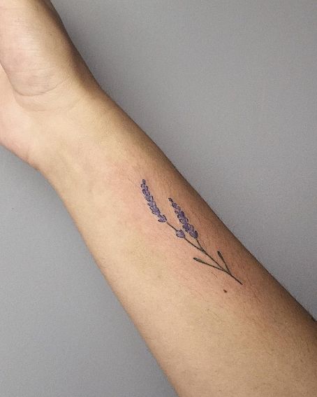 Small Lavender Tattoo Design on Hand