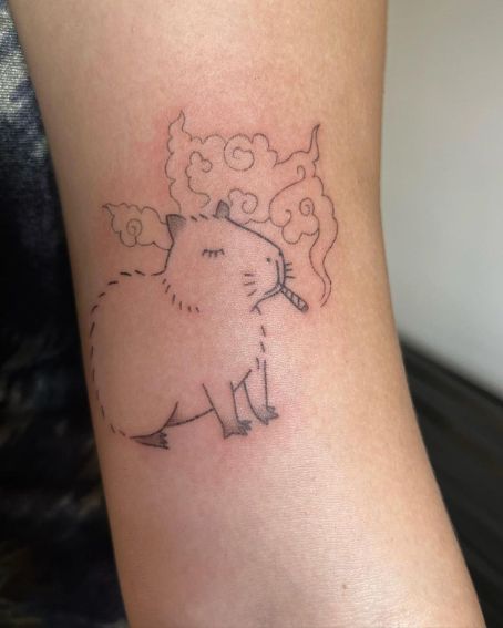Smoking Capybara Tattoo