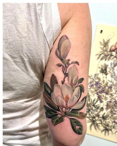 Southern Magnolia Tattoo Design