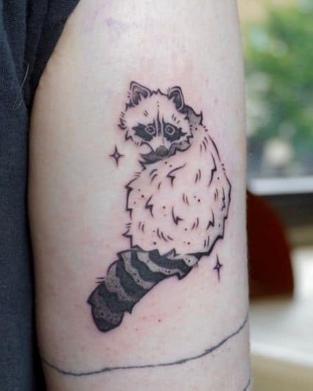 Sweet Raccoon Baby Tattoo