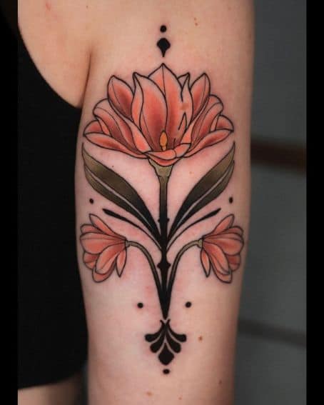 Symmetrical Magnolias Tattoo Design