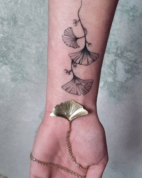 Three Ginkgo Leaf Tattoo Designs on the Wrist