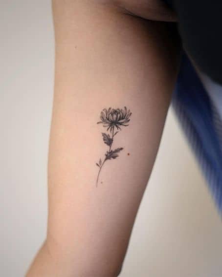 Tiny Chrysanthemum Flower Tattoo
