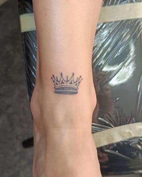 Tiny Crown Tattoo on Leg