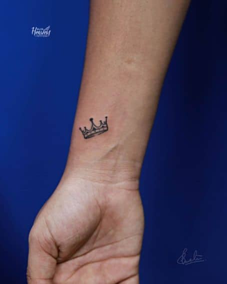 Tiny Crown Tattoo on Wrist