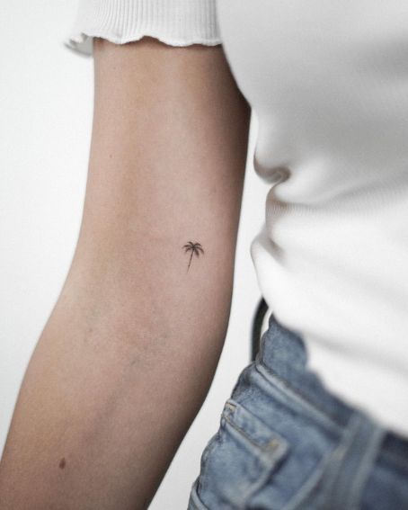 Tiny Palm Tree Tattoo on Arm
