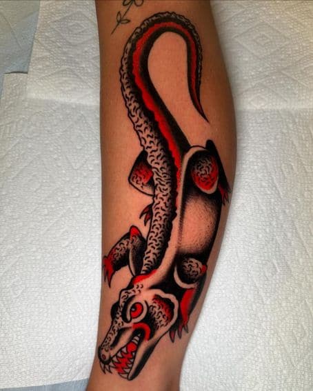 Traditional Colorful Gator Tattoo